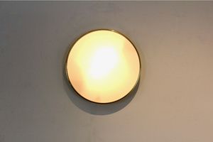 Large Glashütte Limburg Brass & Opaline Glass Wall Light, Stock Of 9 photo 611.0