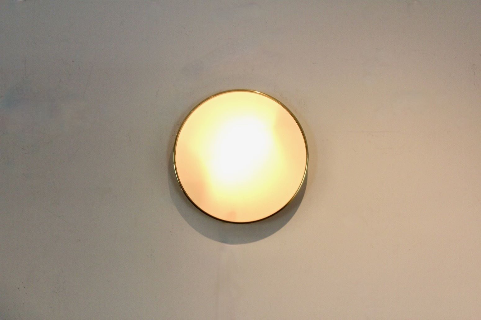 photo vinterior Large Glashütte Limburg Brass & Opaline Glass Wall Light, Stock Of 9