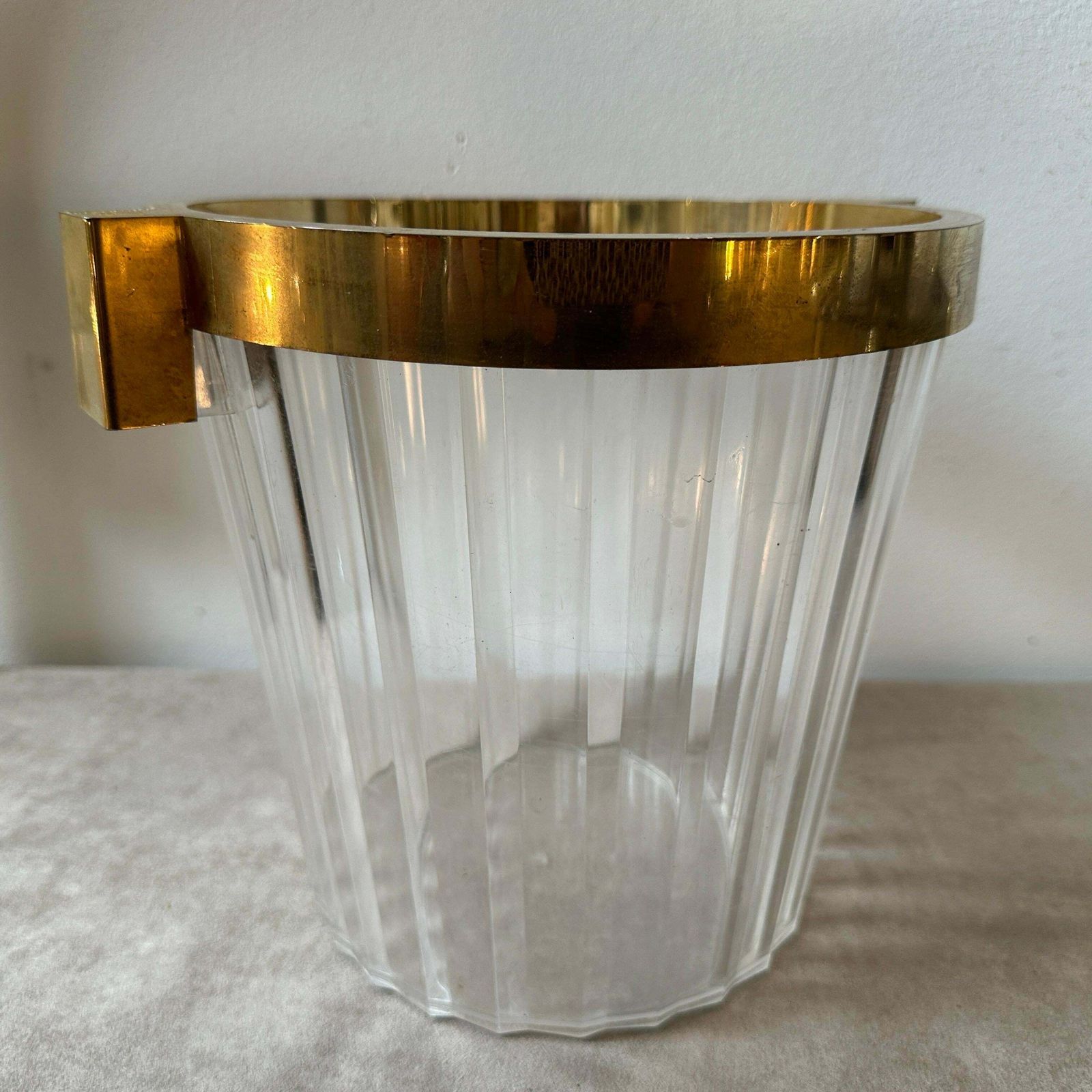 1970s Modernist Clear And Gold Plexiglass French Wine Cooler By Gosset photo buy