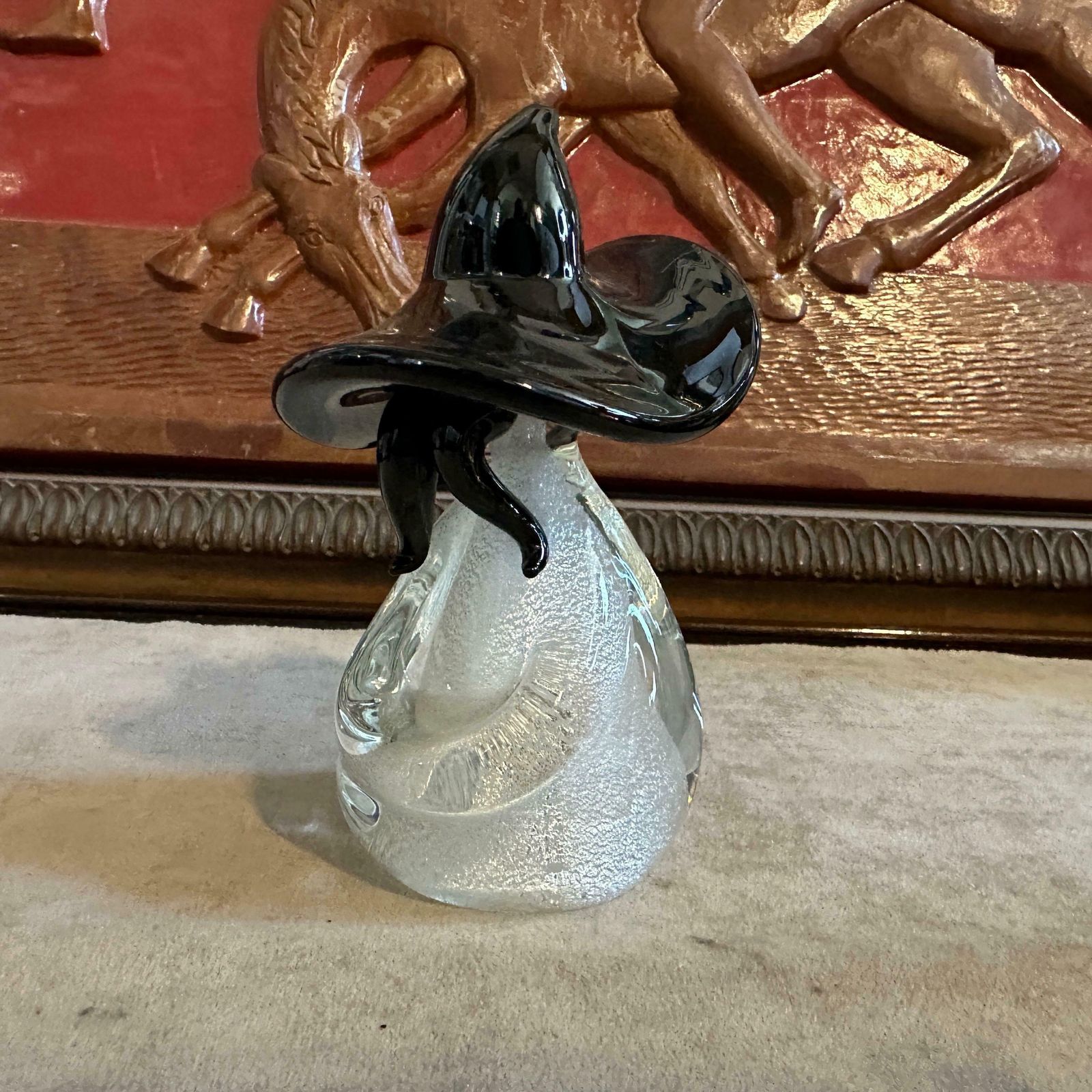 1980s Modern Black And White Murano Glass Figure Of A Mexican photo Home Decor