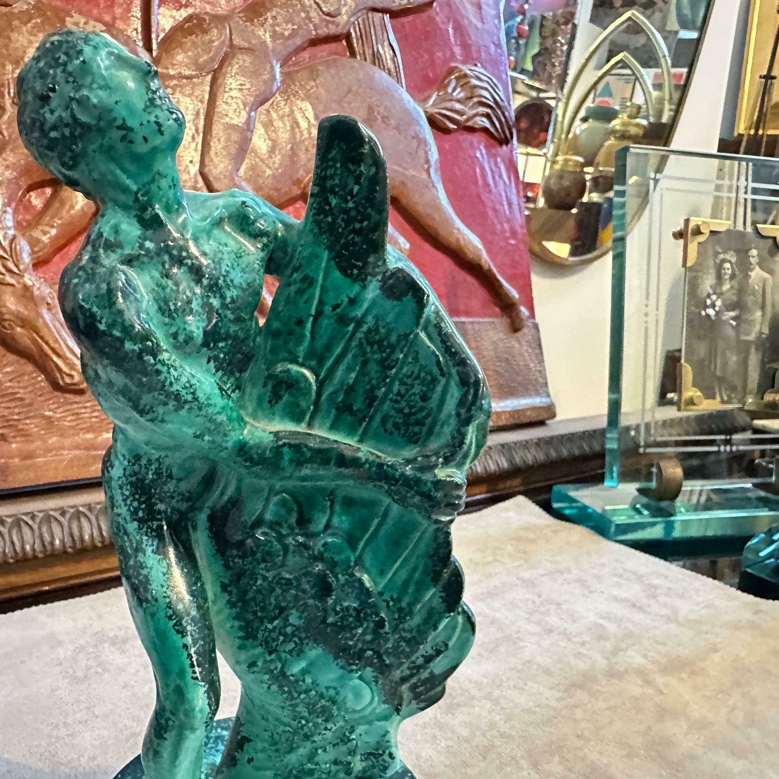 1951 Mid Century Modern Italian Green Ceramic Italian Aviation Rally Trophy photo vinterior