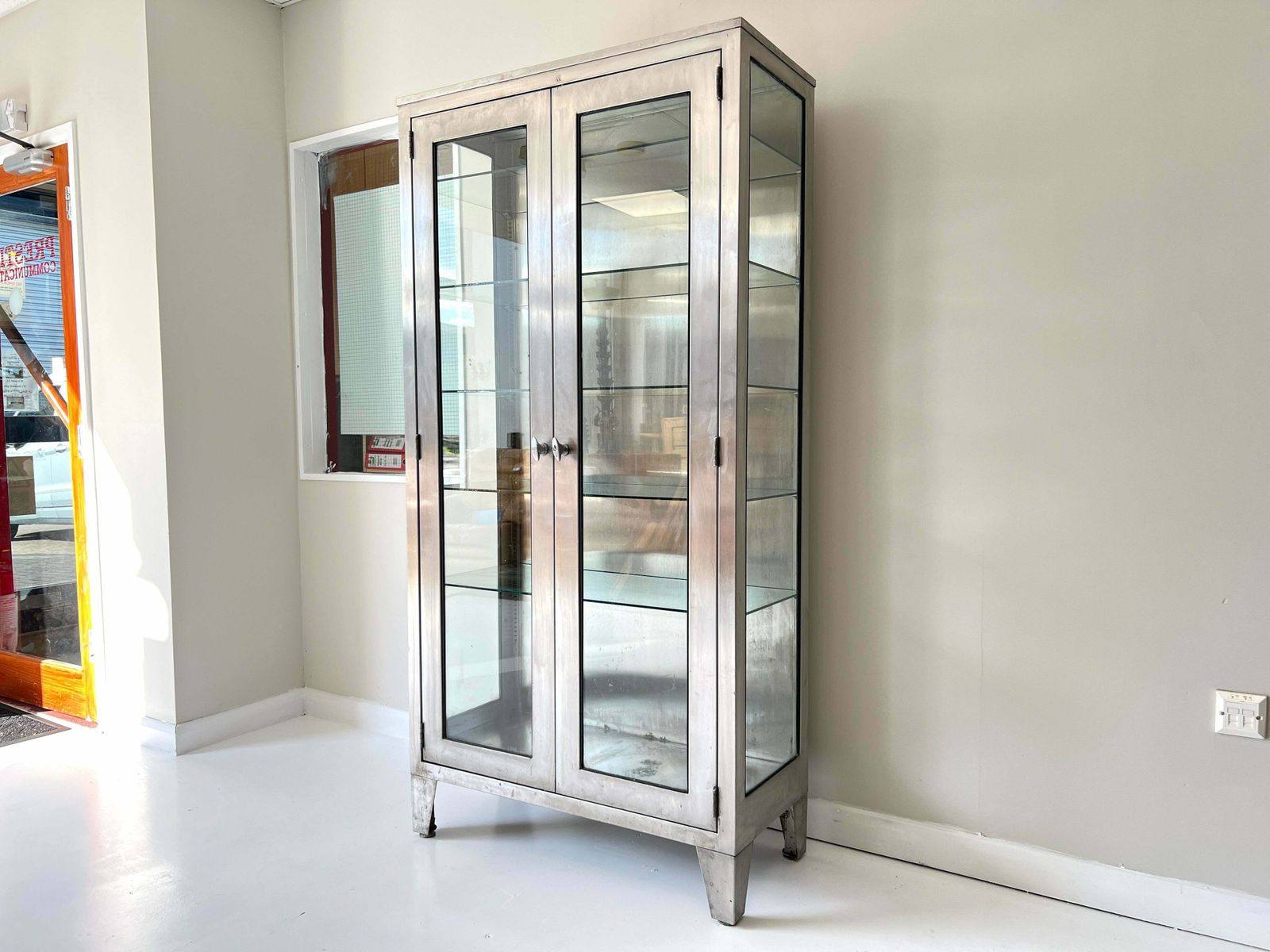 20th Century Stainless Steel & Glass Medical Cabinet photo Furniture