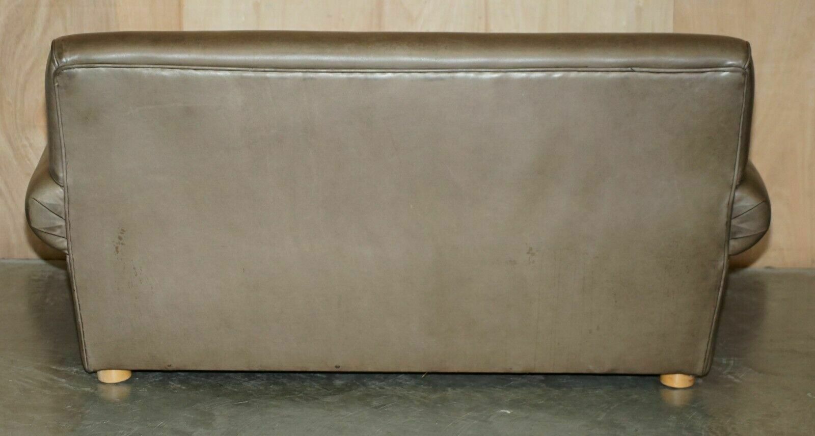 photo vinterior Stunning Rrp £3200 Terence Conran Grey Leather Large Loveseat Armchair Sofa