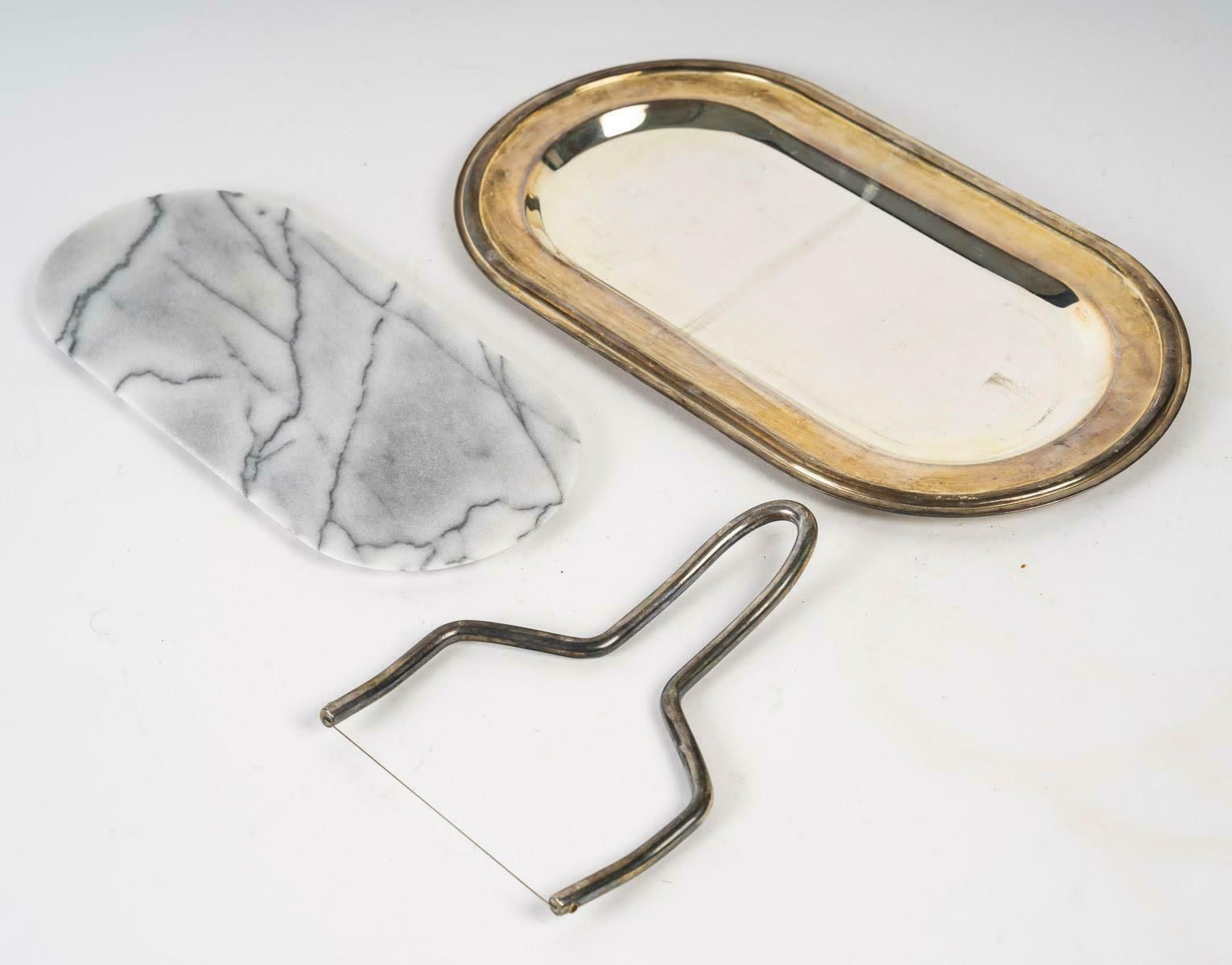 Silver Plated Metal And Marble Foie Gras Platter, 20th Century. photo vinterior