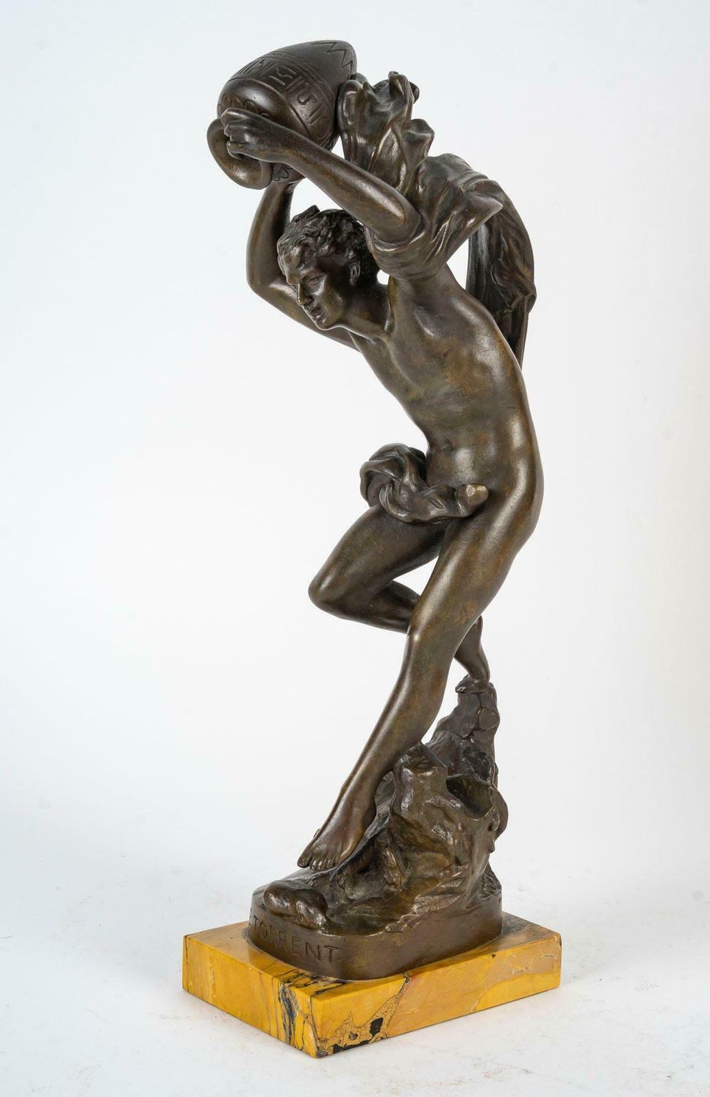 Sculpture By U.Basset, Le Torrent, Bronze Sculpture, 19th Century, Napoleon III. photo 2497.0