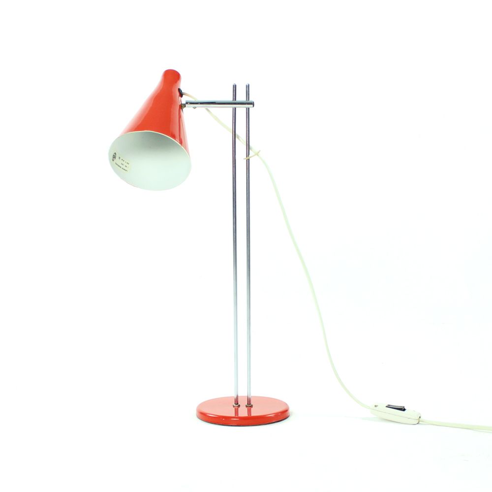Red Midcentury Table Lamp By Josef Hurka For Lidokov, Czechoslovakia 1960s photo vinterior