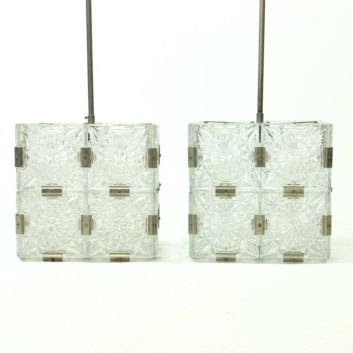 Vintage Glass Bohemian Cube Pendand By Kamenicky Senov, Czechoslovakia 1970s photo furniture