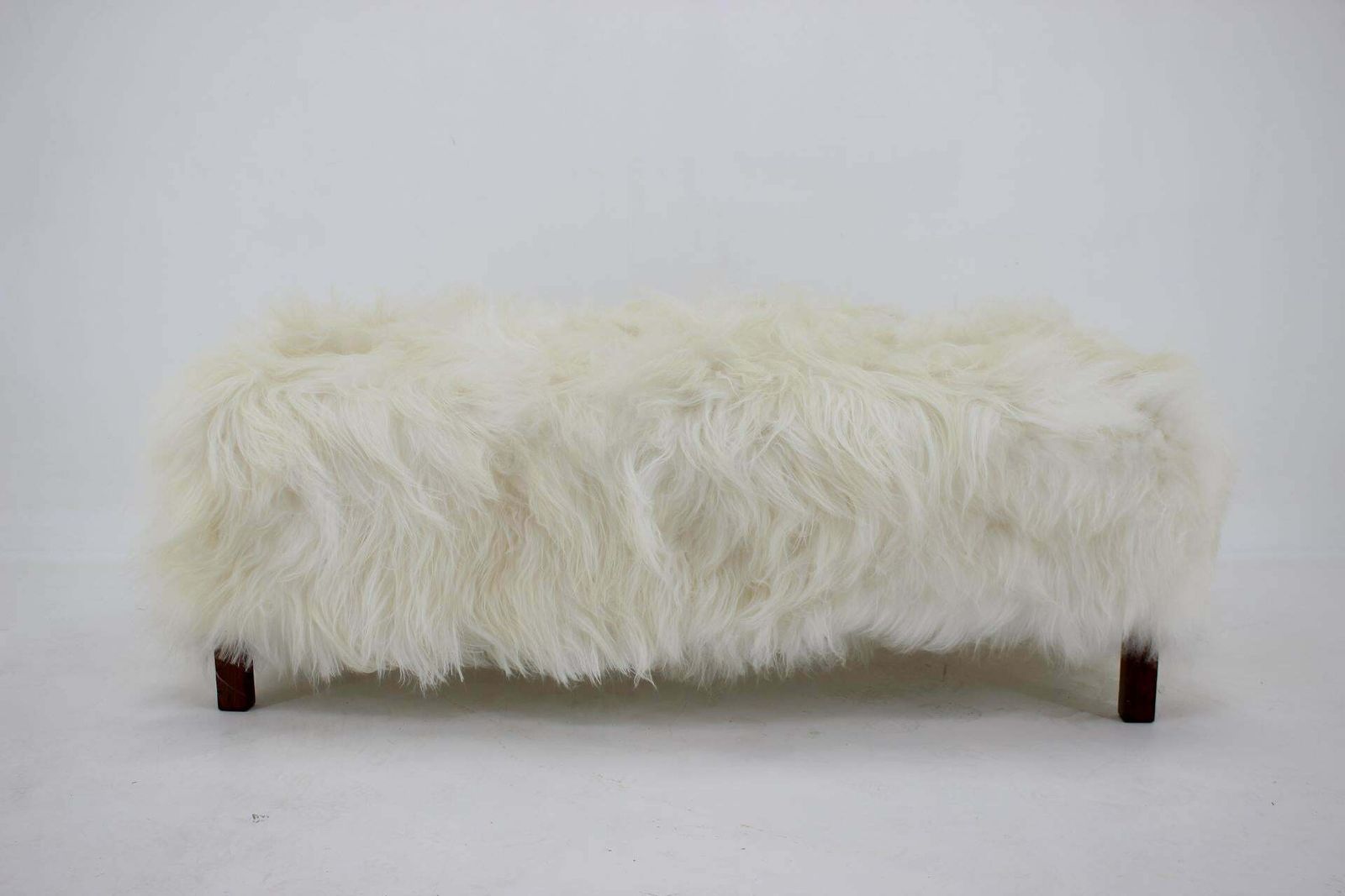1930s Extraordinary Art Deco Ottoman In Sheepskin Upholstery, Czechoslovakia photo for sale