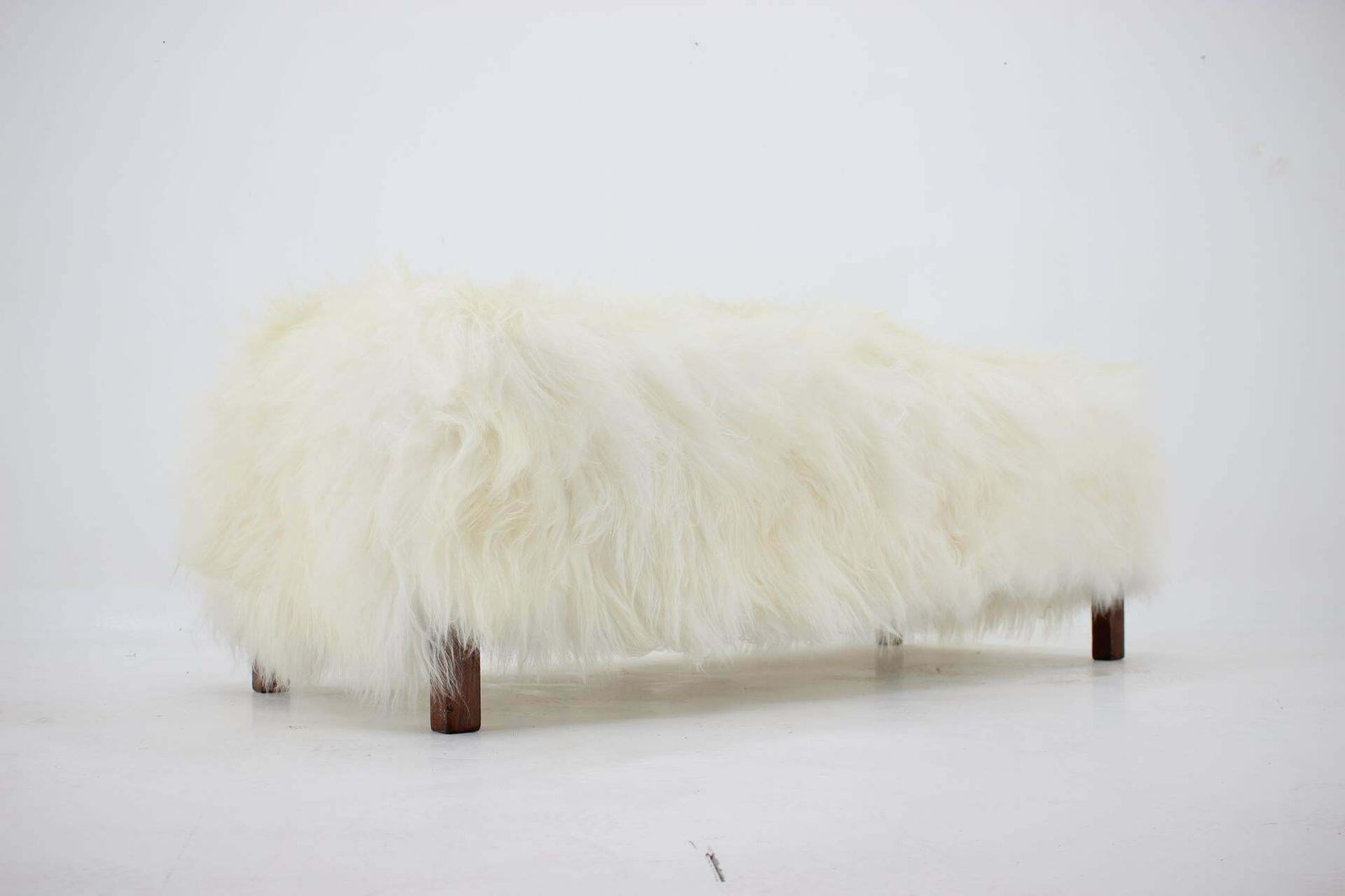 1930s Extraordinary Art Deco Ottoman In Sheepskin Upholstery, Czechoslovakia photo 6039.0