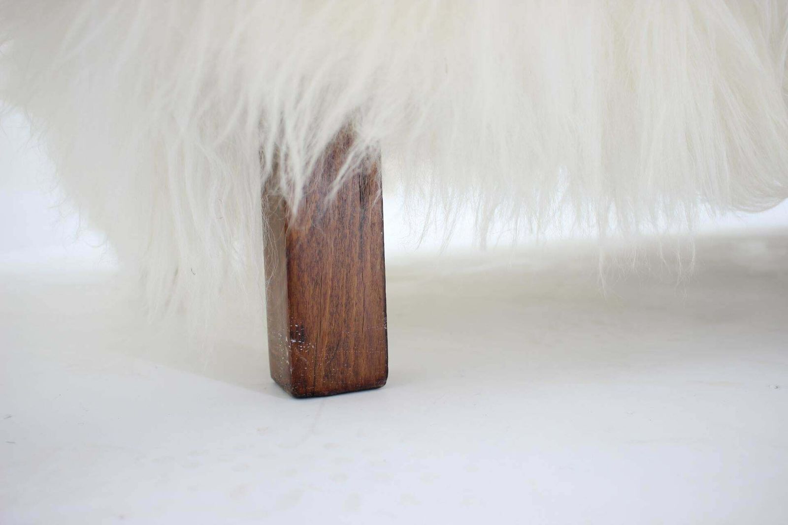 photo furniture 1930s Extraordinary Art Deco Ottoman In Sheepskin Upholstery, Czechoslovakia