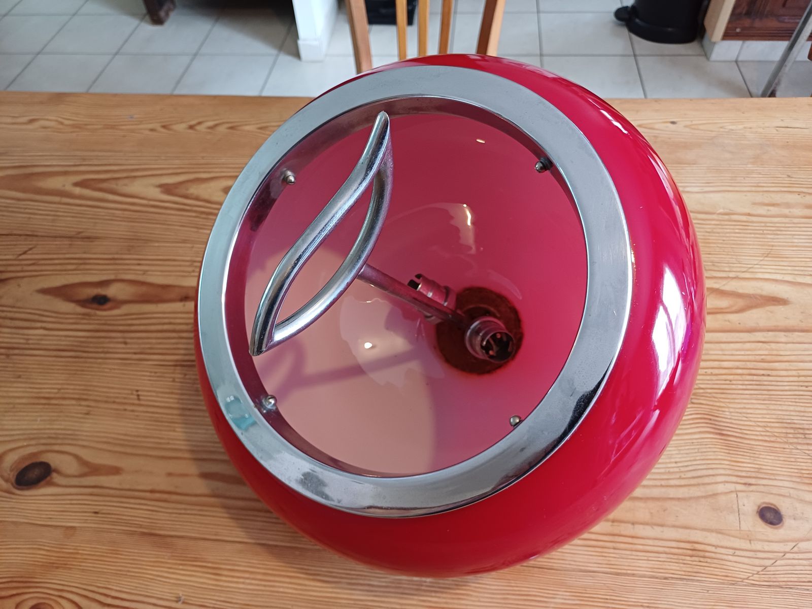 Vintage Opaline Red Pendant Lamp “Viro” photo 189.0