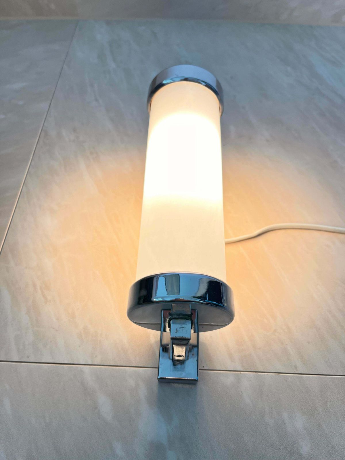 Chrome Milk Glass Bauhaus / Functionalist Wall Lamp   1930s photo for sale