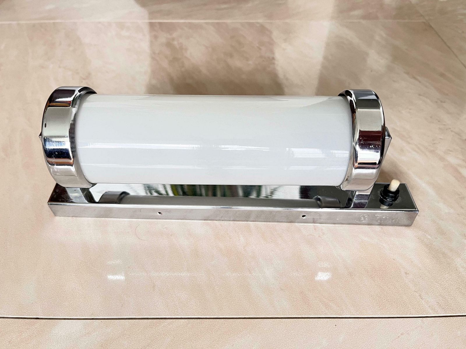 Chrome Milk Glass Bauhaus / Functionalist Wall Lamp   1930s photo vinterior