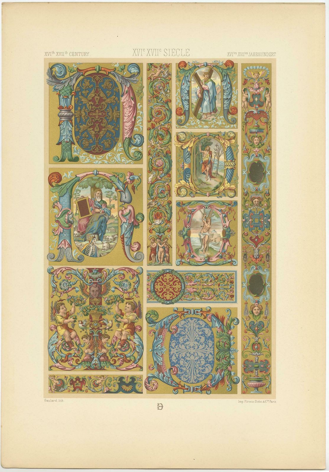 Pl. 98 Antique Print Of 16th 17thcentury Italian Decorations By Racinet photo Art