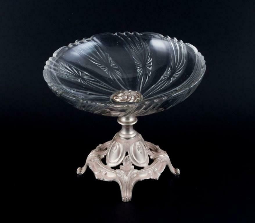 Val St. Lambert, Belgium. Large Centerpiece In Crystal Glass And Metal. photo Home Decor