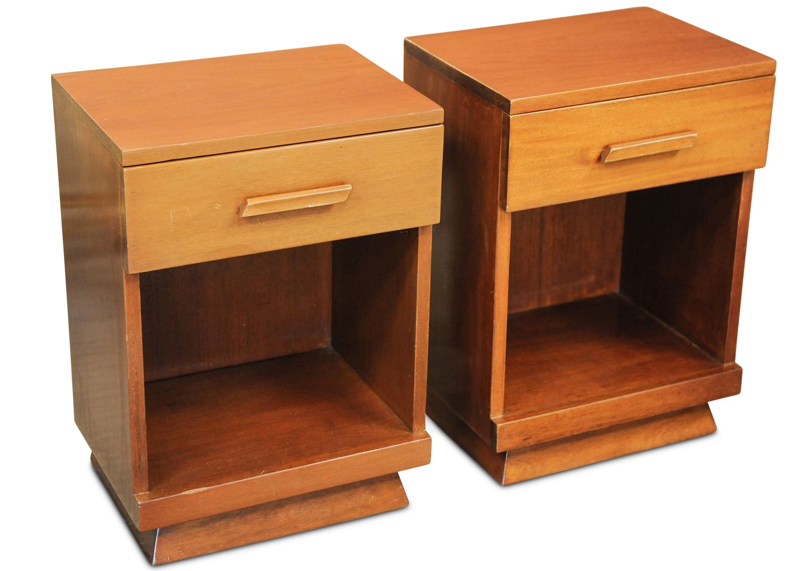 Price For Pair Art Deco Teak Bedside Lamp Tables With Single Drawers With Wooden Handle 1920's Ol photo vinterior