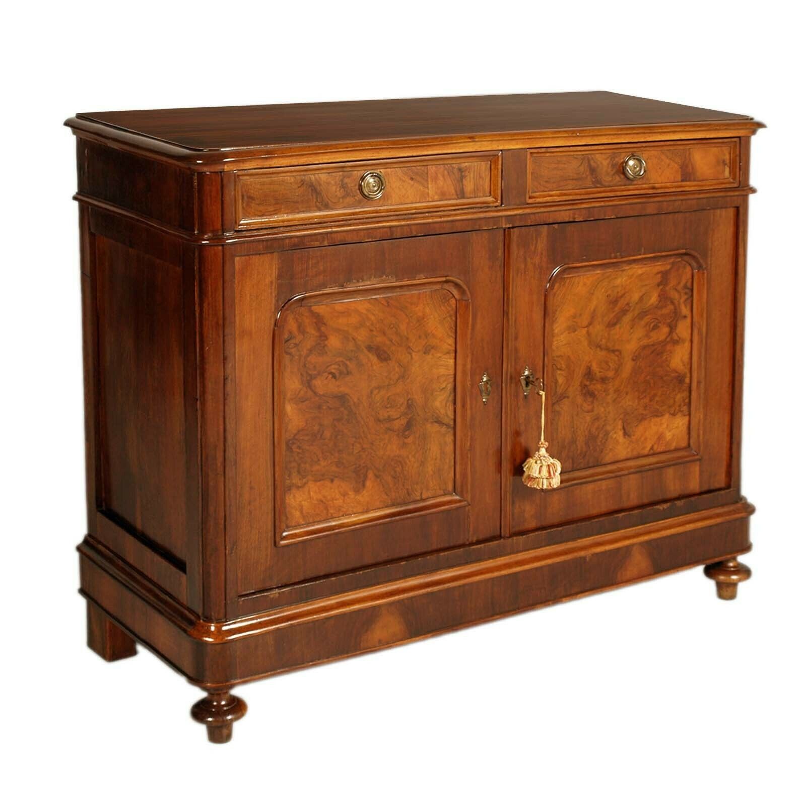 Venetian Credenza Sideboard Mid 19th Century Biedermeier Period, In Walnut , Wax Polished