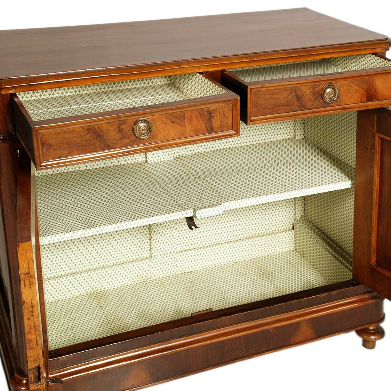 Venetian Credenza Sideboard Mid 19th Century Biedermeier Period, In Walnut , Wax Polished photo vinterior