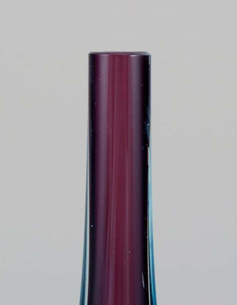 Murano Italy Art Glass Vase With A Slender Neck Blue And Purple Glass photo furniture