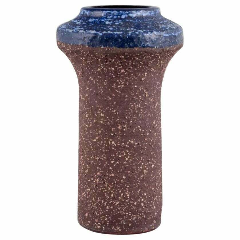 Thomas Nittsjö Sweden Large Ceramic Vase In Brown And Blue Tones