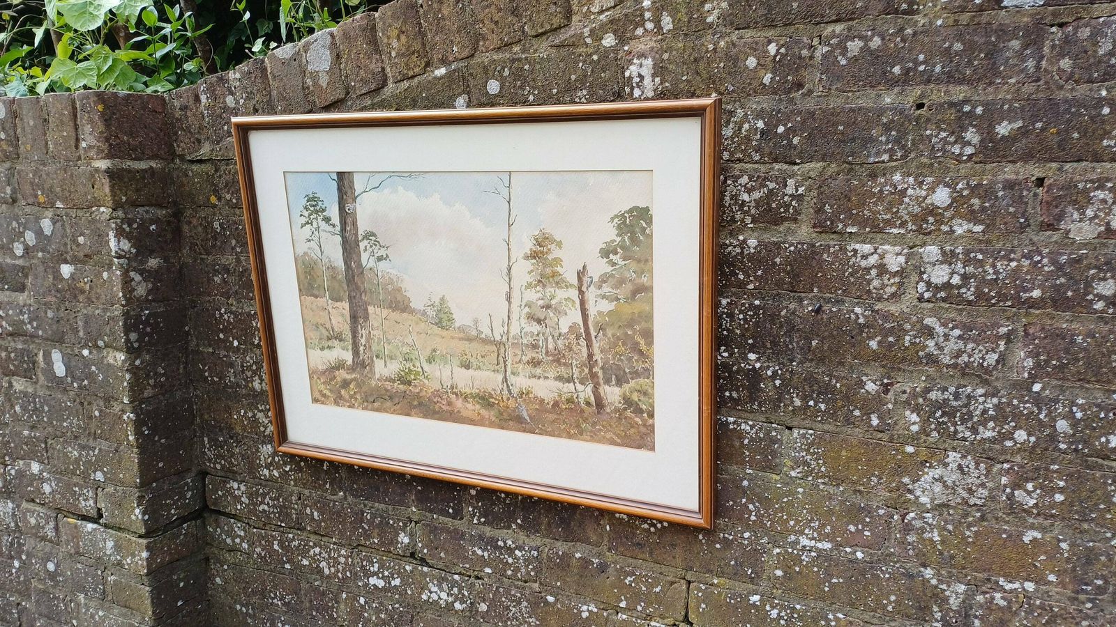 photo furniture Large Original Vintage Watercolour Of A Country Scene, Woodland, Moorland, Forest   Ashdown Forest Possibly, Cuckoos, Mounted, Glazed Framed