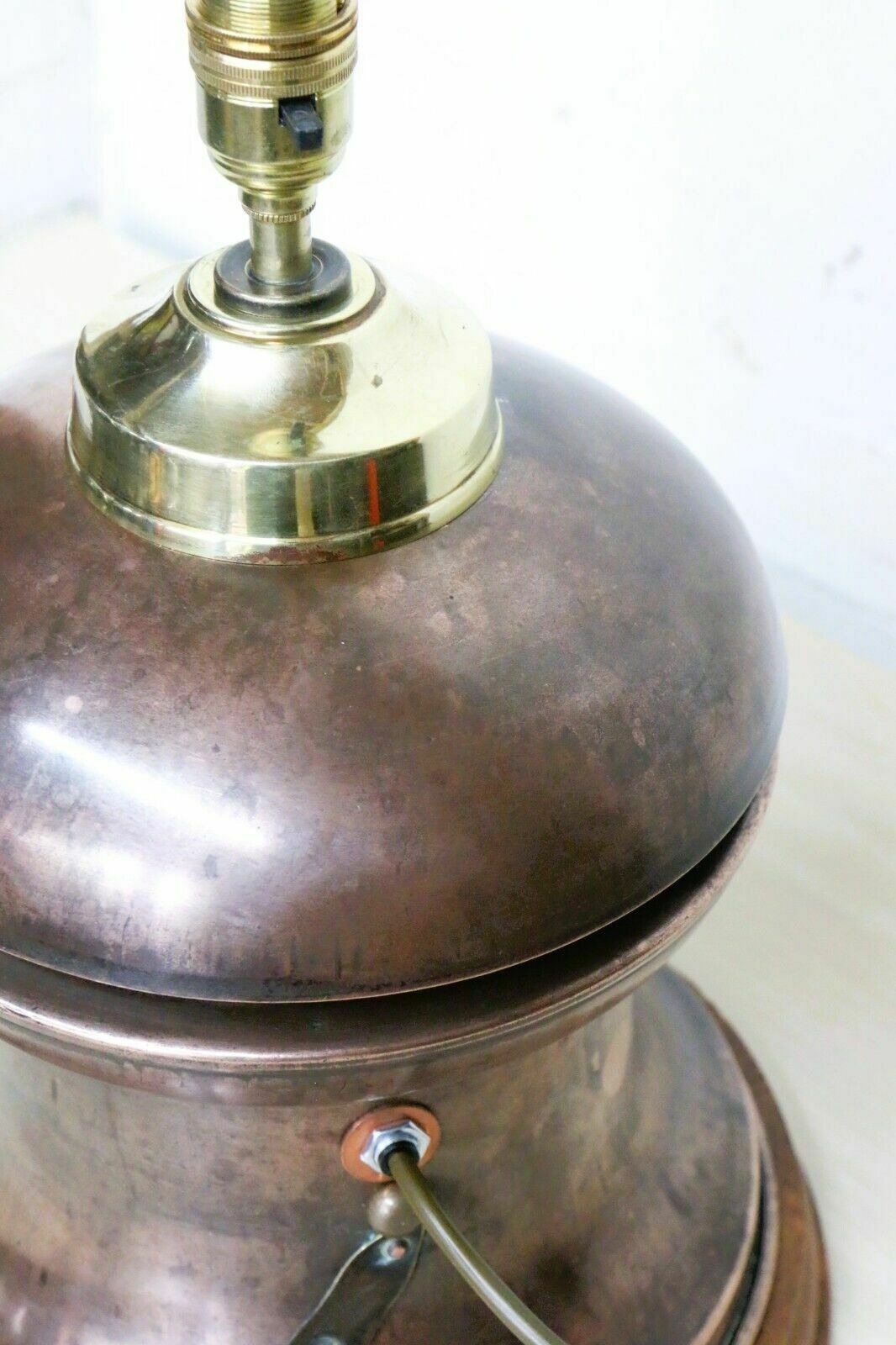 photo furniture Table Lamp Antique Railway Gas Lamp Copper Top Converted Desk Lamp Unique