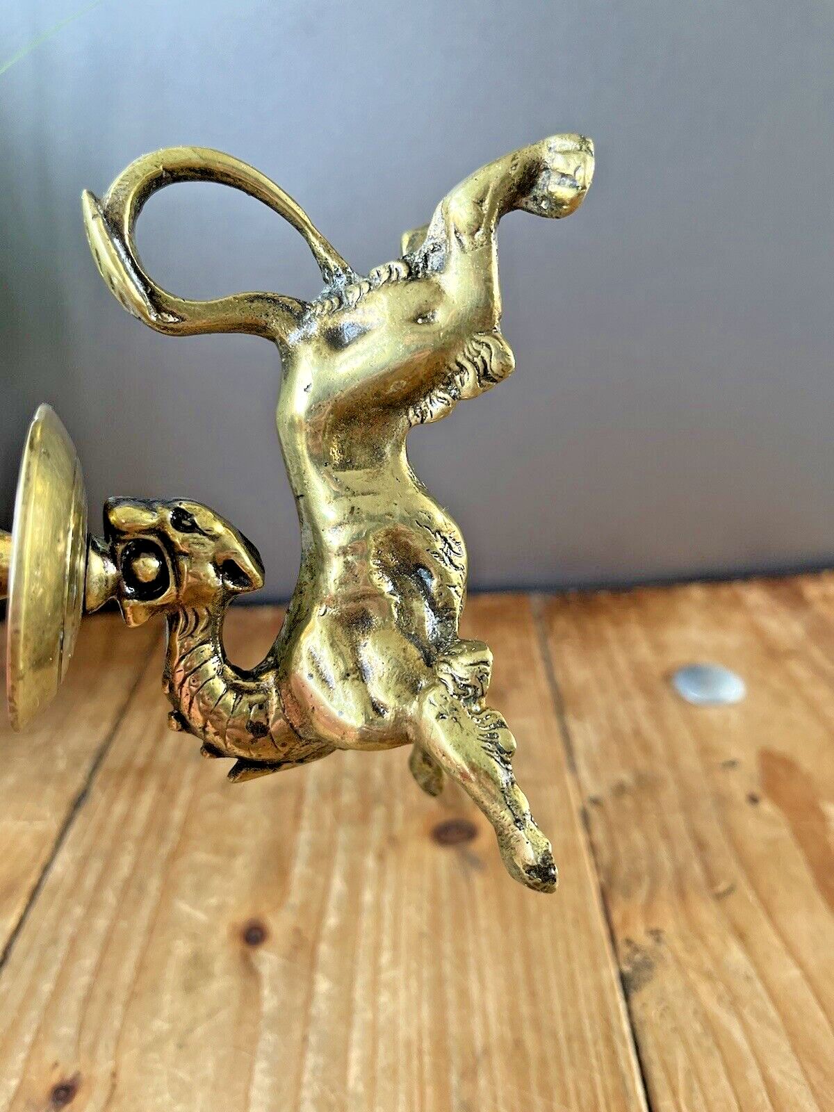 Quality Antique 19th C Chinese Dragon Candlestick Candle Holder Mythical Foo Dog photo vintage