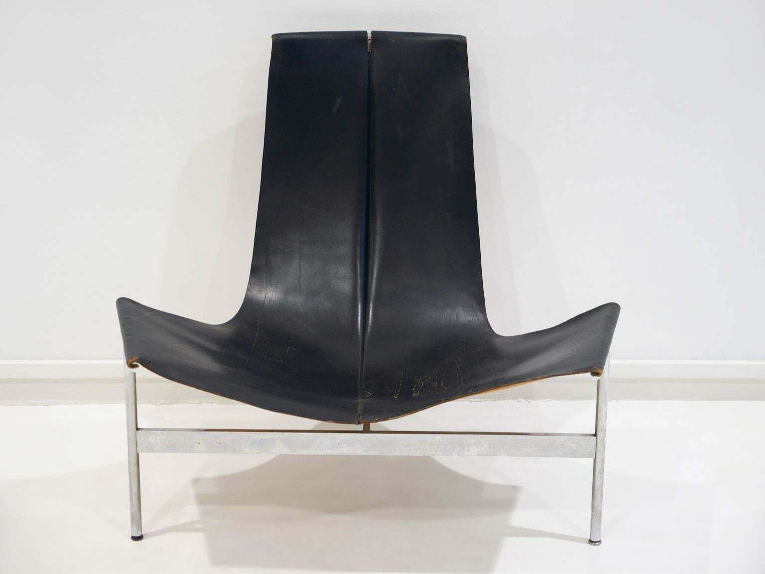 Black Leather T Chair By Katavolos, Littell, & Kelley For Laverne International photo for sale