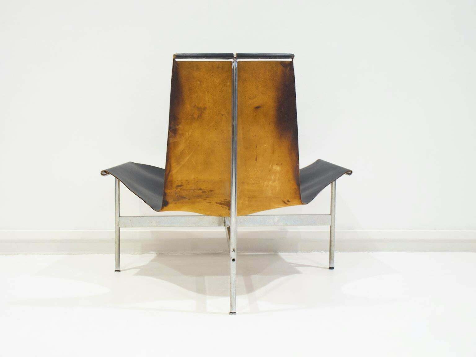photo vintage Black Leather T Chair By Katavolos, Littell, & Kelley For Laverne International