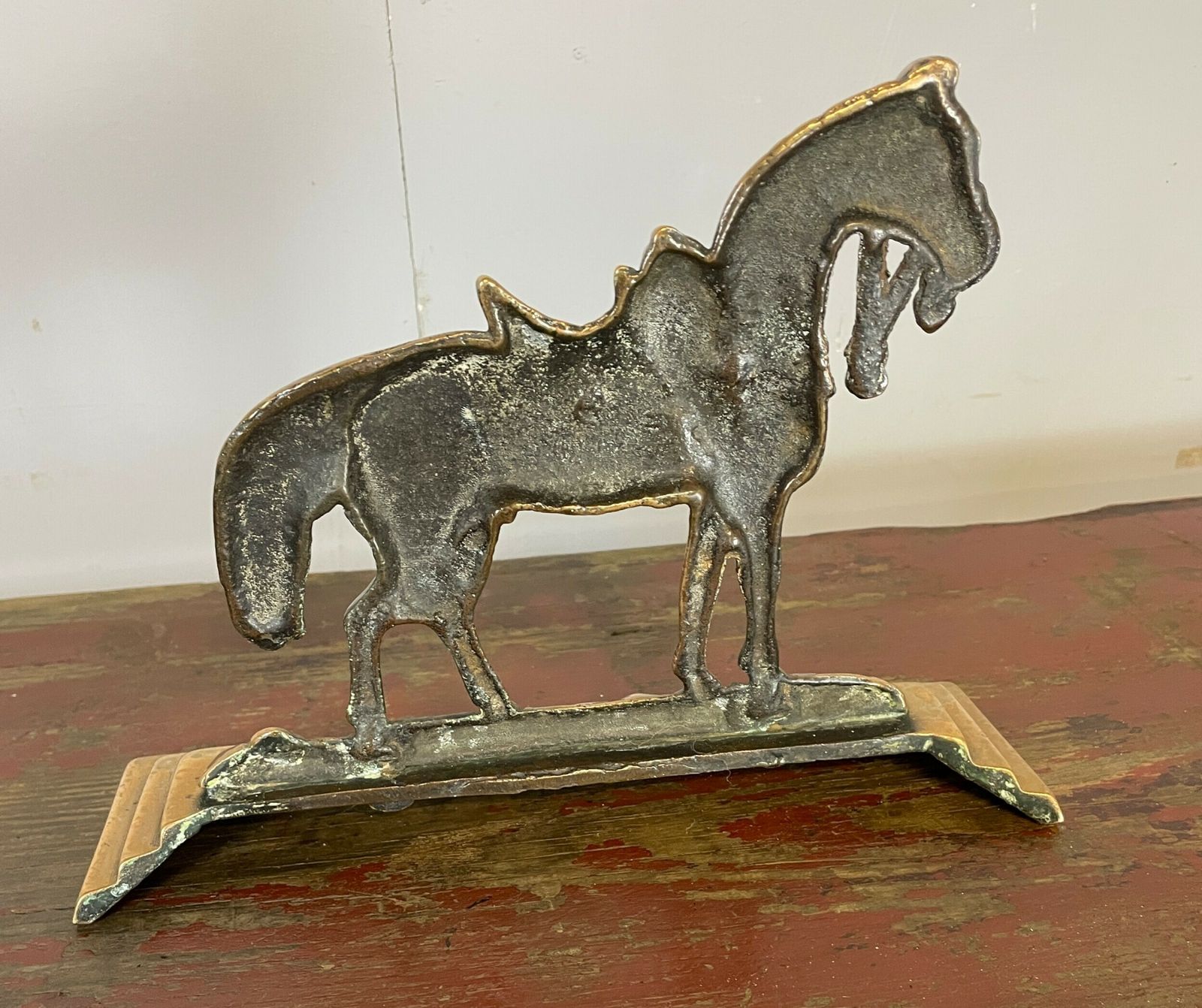 C19th Cast Brass Horse Door Stop photo 195.0