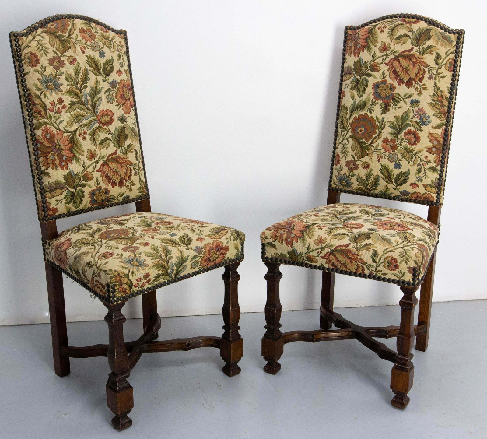 Six Dining Chairs Chestnut And Upholstery, Midcentury French photo 1800.0