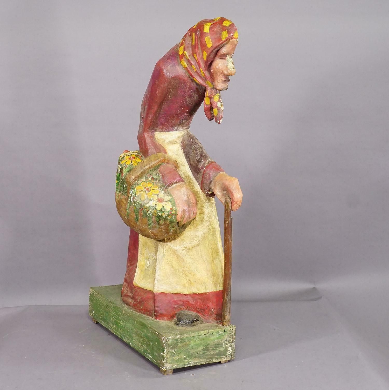 Antique Fairground Paper Mache Sculpture Of A Witch Or Farmer's Wive photo for sale