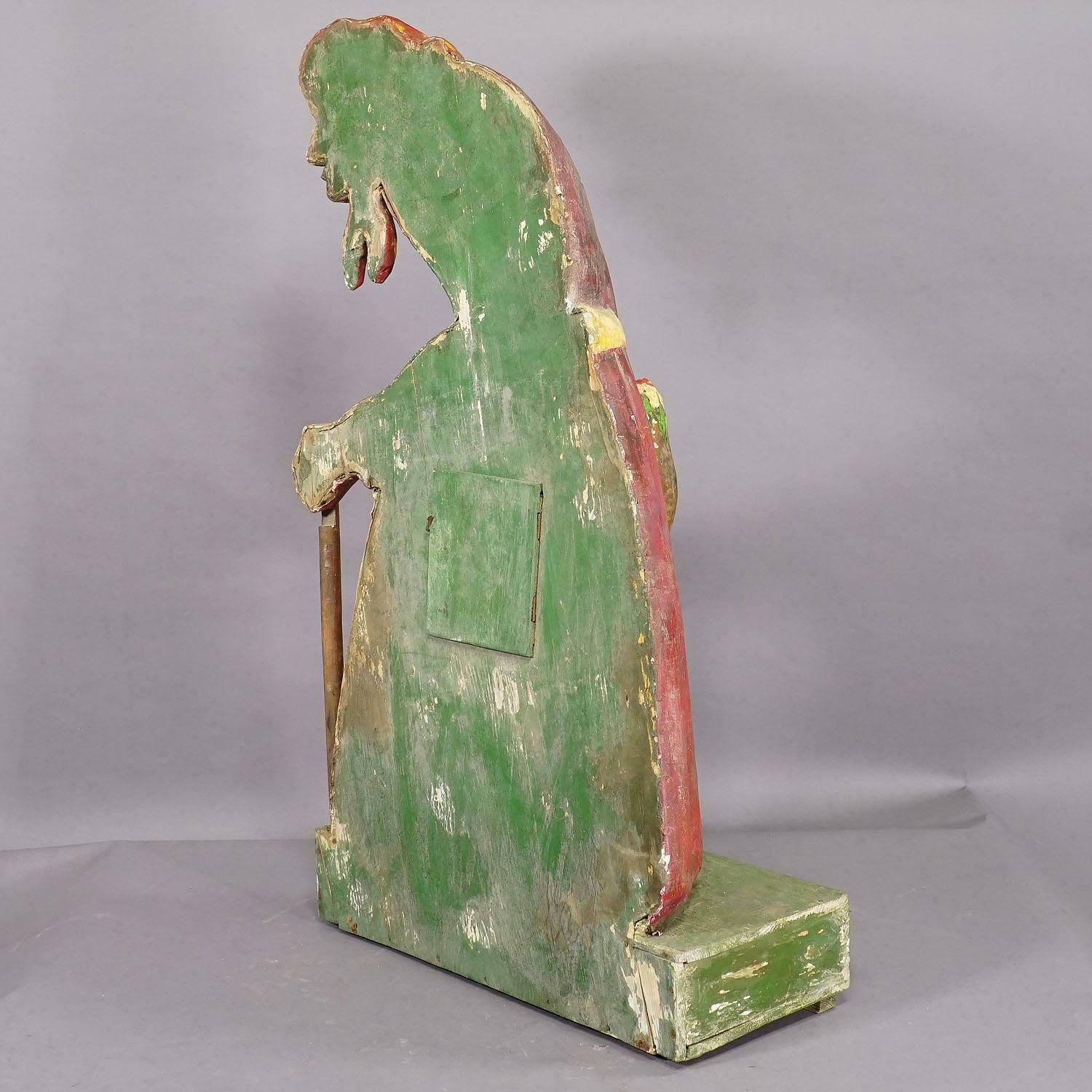 Antique Fairground Paper Mache Sculpture Of A Witch Or Farmer's Wive photo vintage