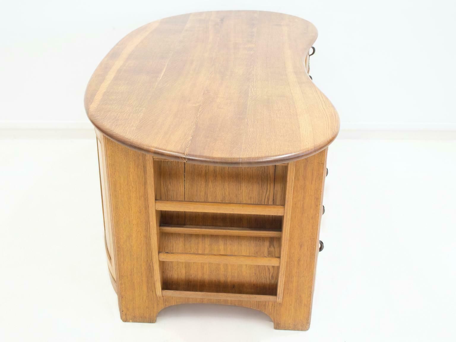 Furniture Swedish Art Nouveau Style Oak Writing Desk photo