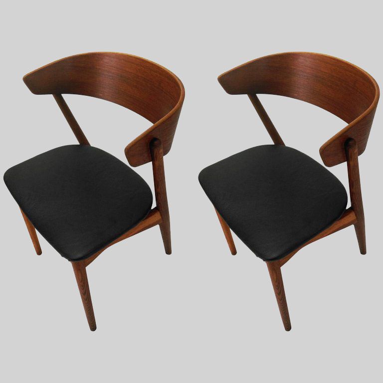 1960s Set Of Two Danish Dining Chairs In Teak And Oak By Helge Sibast