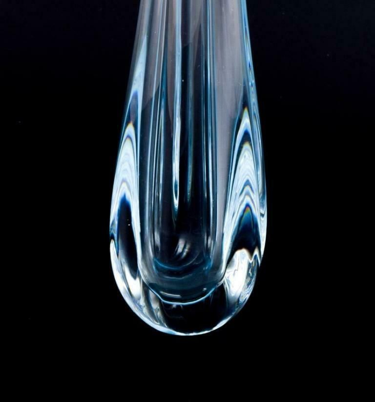 Nils Landberg For Orrefors, Sweden. Tall And Slender Art Glass Vase. photo Home Decor
