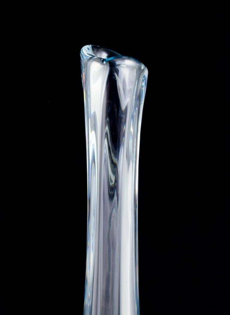 Nils Landberg For Orrefors, Sweden. Tall And Slender Art Glass Vase. photo vinterior