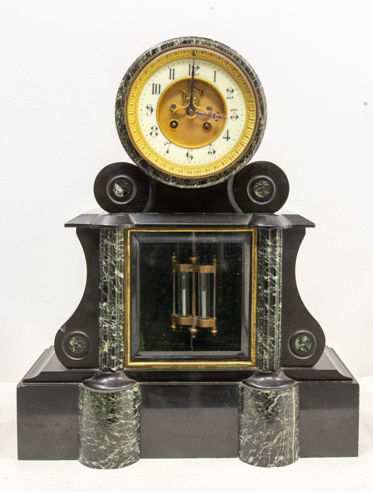 photo for sale Antique French Bronze & Marble Three Piece Mantel Set Clock Napoleon III