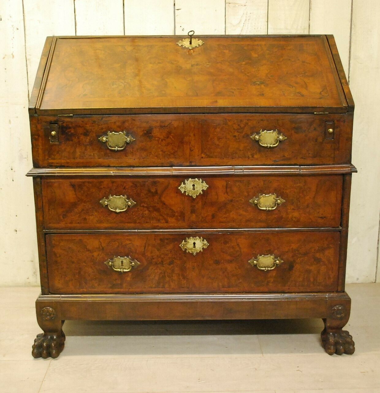 Antique Walnut Queen Anne Period Writing Bureau