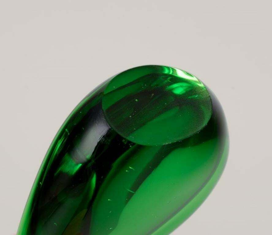 Per Lütken For Holmegaard, Denmark. Sculpture In Green Art Glass. Organic Shape. photo buy