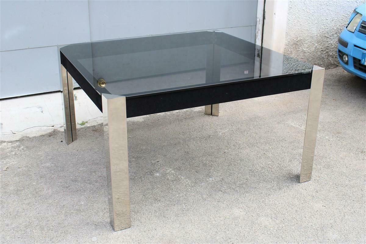 Guido Faleschini Square Black And Steel Table For Mariani 1970 Italia photo furniture