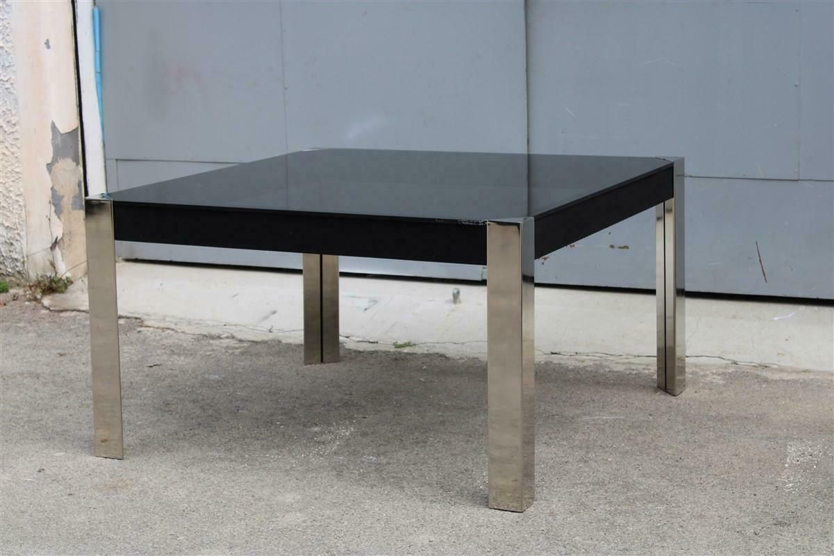 Guido Faleschini Square Black And Steel Table For Mariani 1970 Italia photo Furniture