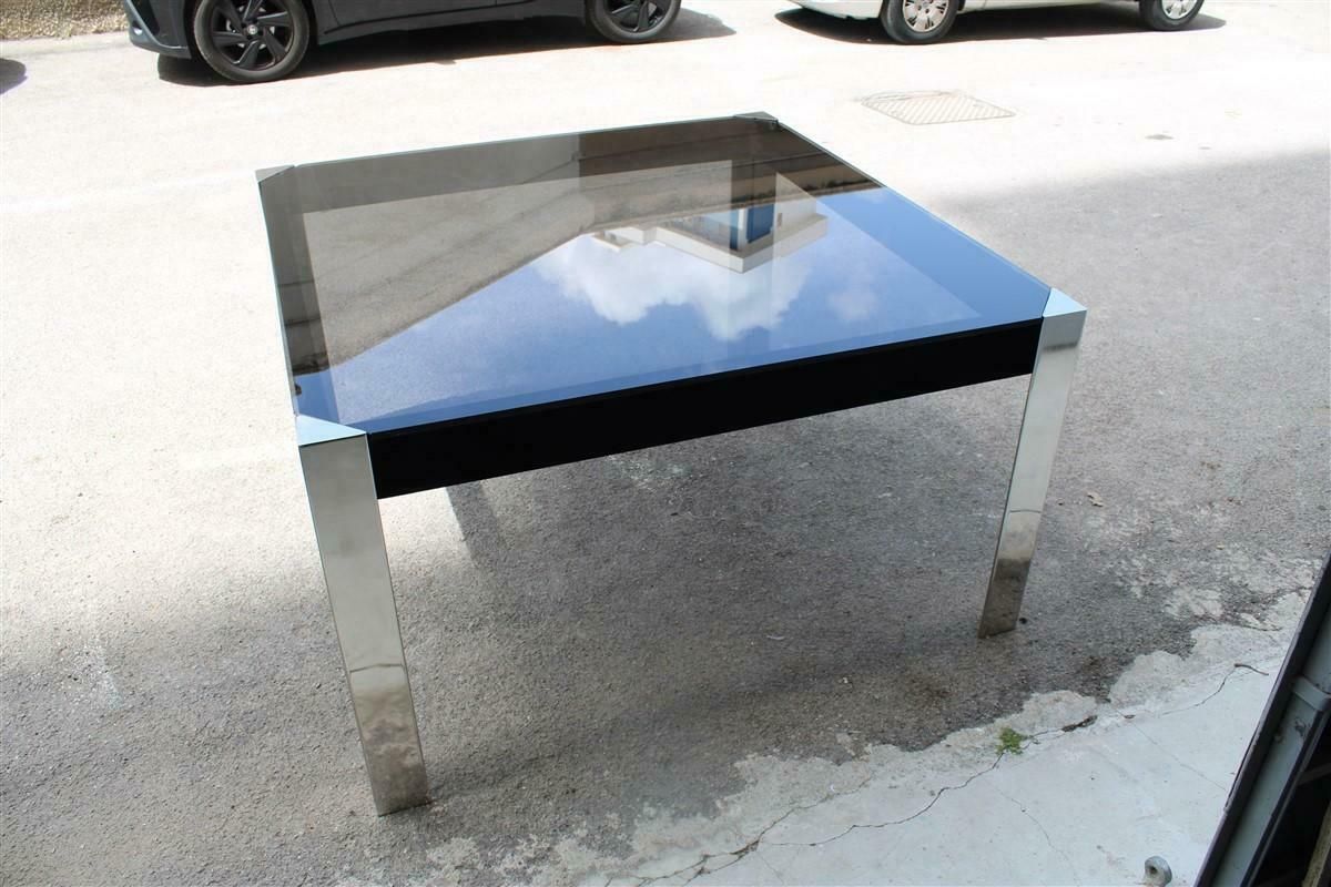 Guido Faleschini Square Black And Steel Table For Mariani 1970 Italia photo 2939.0