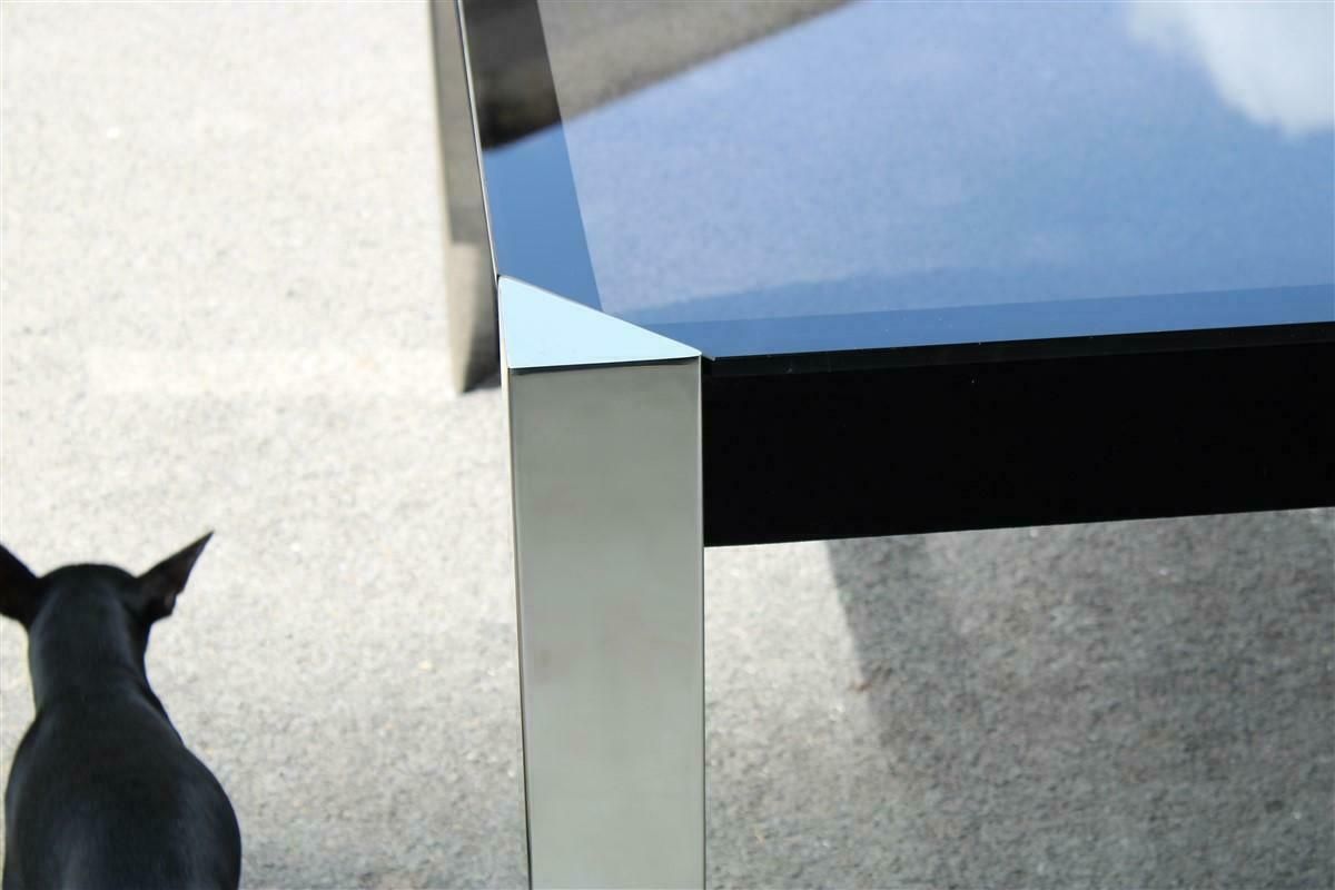 Guido Faleschini Square Black And Steel Table For Mariani 1970 Italia photo vinterior