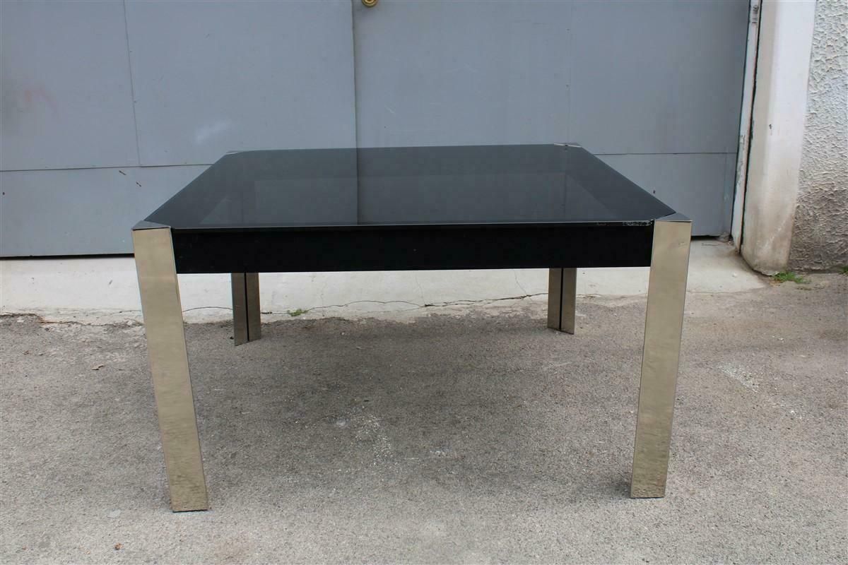 photo furniture Guido Faleschini Square Black And Steel Table For Mariani 1970 Italia