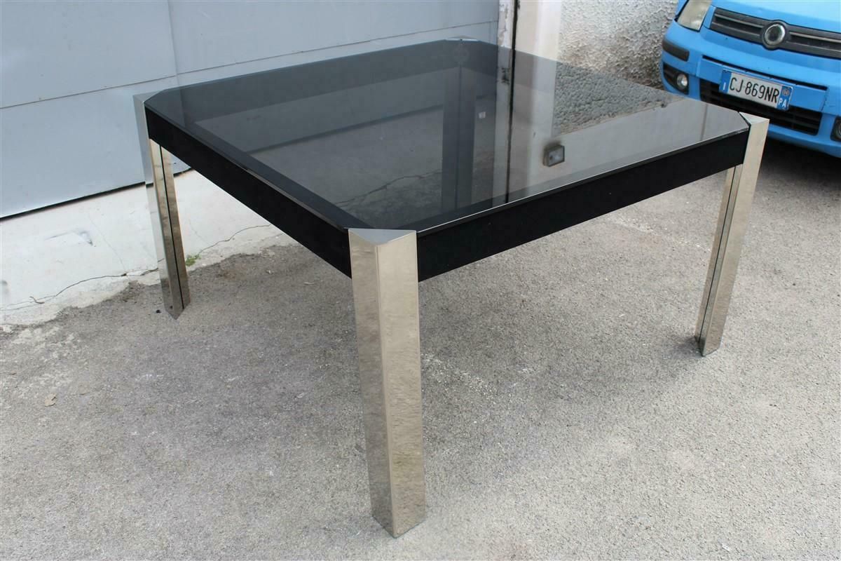 Furniture Guido Faleschini Square Black And Steel Table For Mariani 1970 Italia photo