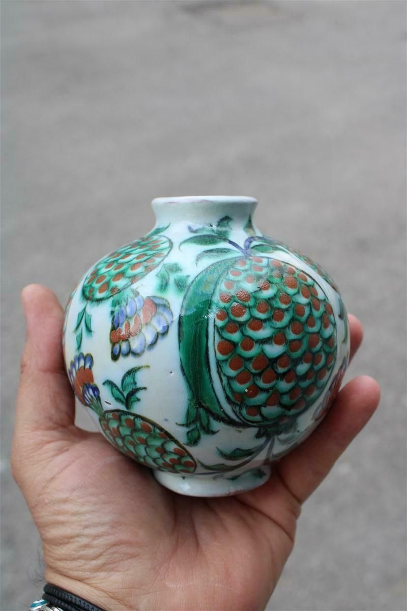 Small Vase Icaro Rodi Italy 1950s Faenza Pomegranate photo furniture