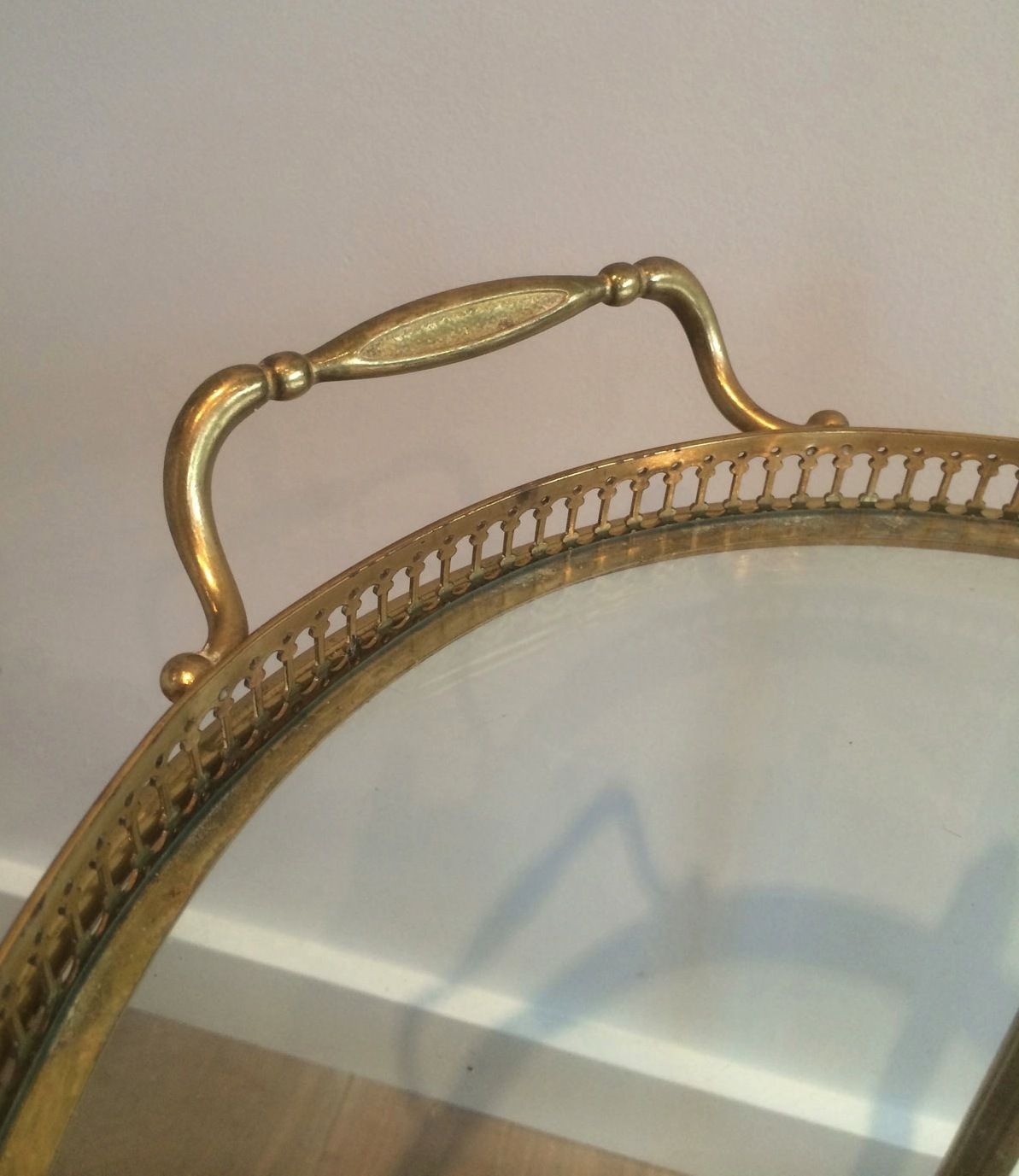 Oval Brass Rolling Table In The Style Of Maison Jansen. Around 1940 photo 1050.0