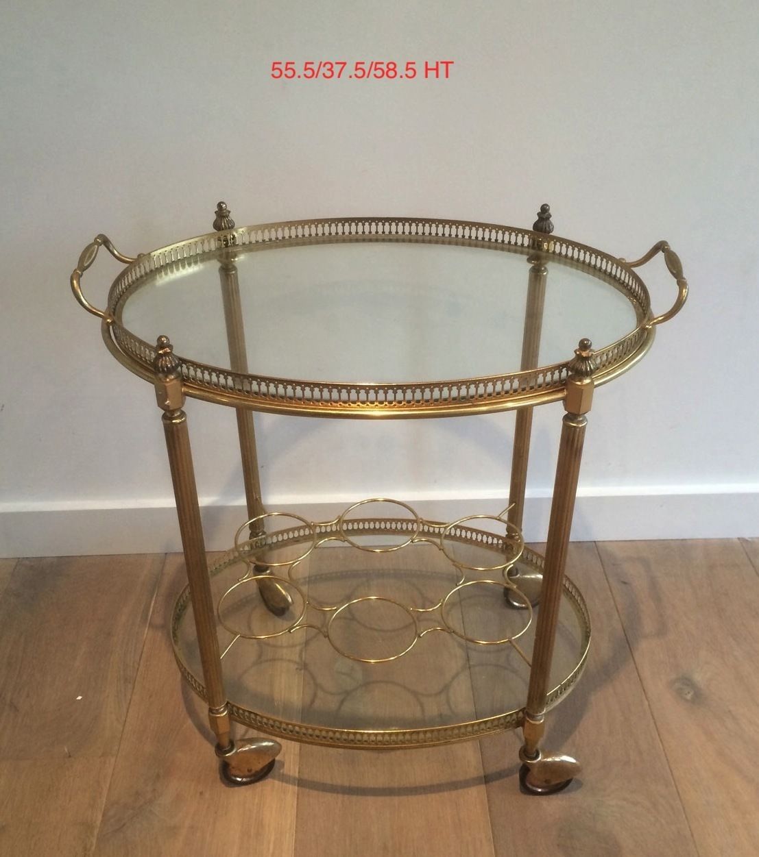 Oval Brass Rolling Table In The Style Of Maison Jansen. Around 1940 photo vinterior