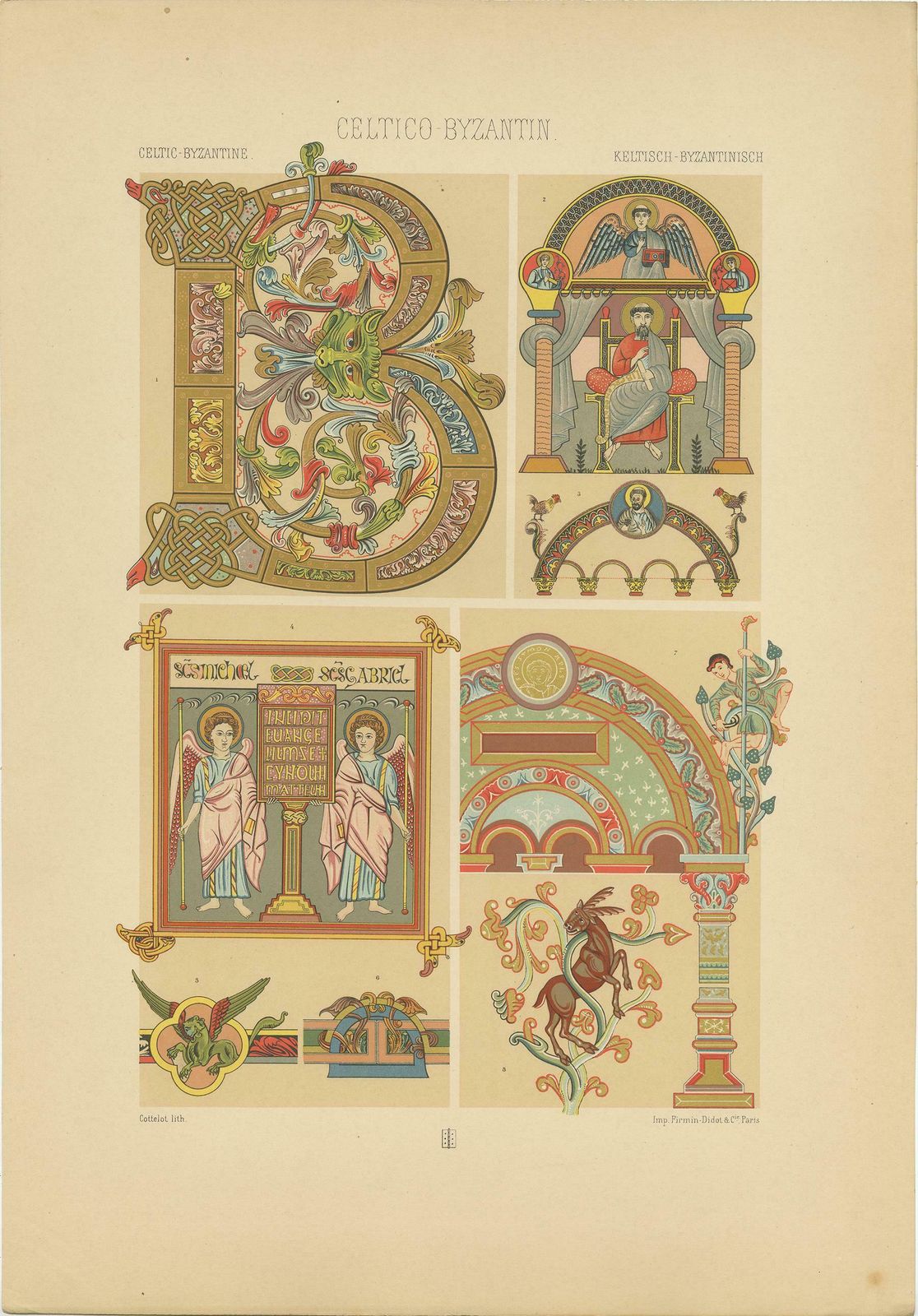 Pl. 41 Antique Print Of Celtic, Byzantine "Celtic" Ornament By Racinet photo Art
